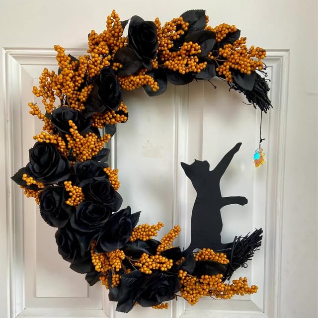 Set of 4 Unfinished Wooden Playful Cats Reaching Different Sizes 4'',6'',8'' and 12'',Cat Blank Cutout for DIY Wreath,Crafts Wall Decoration Pendants RUIXUAN