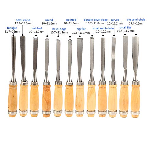 Wood Chisel Tool Set, 12pcs Woodworking Chisels Wood Carving Tools Trimming Down Wood Woodworking Lathe Gouges Tools with Roll-Up Carrying Case for Zerone