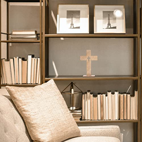 20 Pcs Cross Decor Wooden Crafts Cross Shaped Ornaments Tabletop Decor Cross Art Sign for Home Decor Gift SEWACC