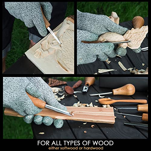 BeaverCraft Wood Carving Tools SC05 Wood Carving Kit Wood Carving Set Wood Carving Knife Woodcarving Tools Wood Carving Palm Gouges Wood Chisels BeaverCraft