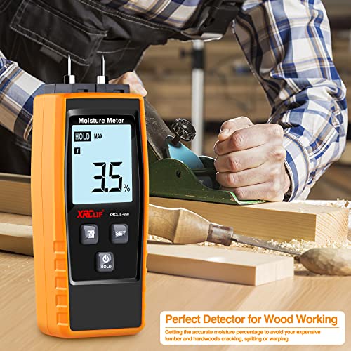 XRCLIF Wood Moisture Meter - Digital Moisture Meter for Wallls/Firewood/Lumber/Mortar, Handheld Wood Humidity Meter, Moisture Detector for Walls XRCLIF