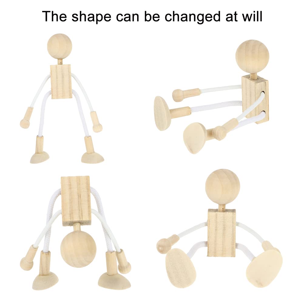 Milisten 4 pcs Unfinished Wooden Robot Peg Dolls Wooden Figures People Bodies for Children Kids DIY Painting Supplies Peg Dolls Milisten