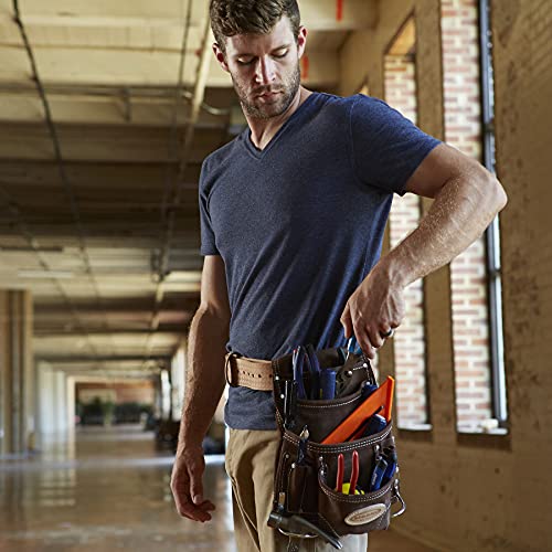McGuire-Nicholas 10 Pocket Carpenter's Pouch | Premium Leather Nail & Tool Bag with Reinforced Wear Points McGuire-Nicholas