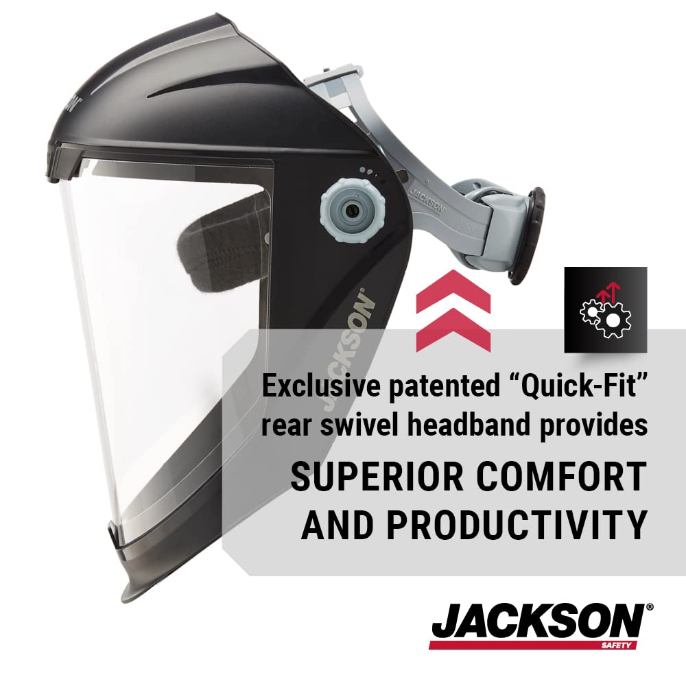 Jackson Safety Lightweight MAXVIEW Premium Face Shield with 370 Speed Dial Ratcheting Headgear – Uncoated Clear JACKSON SAFETY