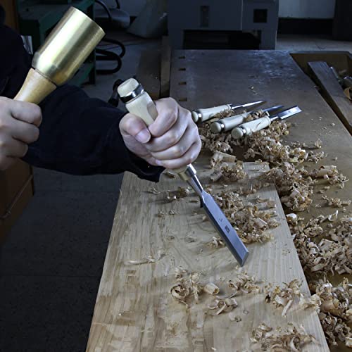 6 Piece Wood Chisel Set Woodworking Chisel Kit with Chrome-Vanadium Steel and hornbeam Handles, Premium Wooden Case for Carpenter Craftsman Gift for MKC