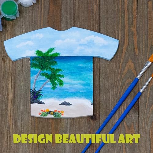 Attatoy Sports Kids’ Wooden Craft Kit (Party-Pack); Sport Jersey Decorating Art Painting Set w/ 25 Sports Shirt Cutouts Attatoy