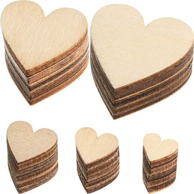500 Pieces Wood Heart Cutouts Unfinished Wooden Heart Slices Blank Wood Heart Wood Slices Embellishments Ornaments for Christmas, Wedding, Valentine,