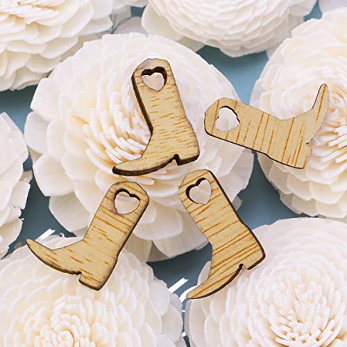 Supvox 50pcs Wooden Cowboy Boots Craft Miniature Wood Cutouts for DIY Crafts Embellishments Wedding Party Decoration SUPVOX