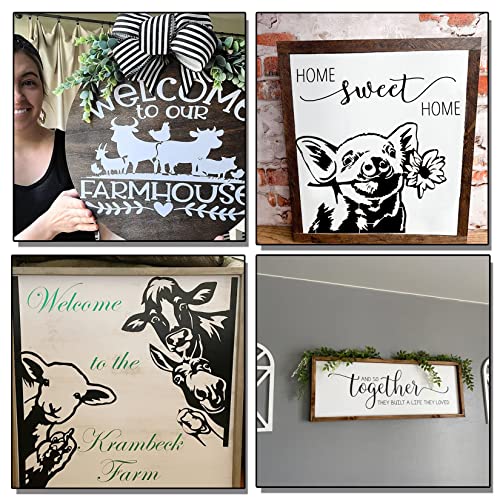Farmhouse Stencils, Reusable Cow Pig Farm Stencils Wood Burning Country Farm Animal Paint Stencils for Painting on Wood DIY Craft Furniture Wall Sign Huahui
