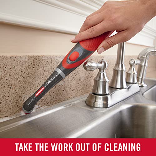 Rubbermaid Reveal Cordless Battery Power Scrubber, Gray/Red, Multi-Purpose Scrub Brush Cleaner for Grout/Tile/Bathroom/Shower/Bathtub, Water Rubbermaid