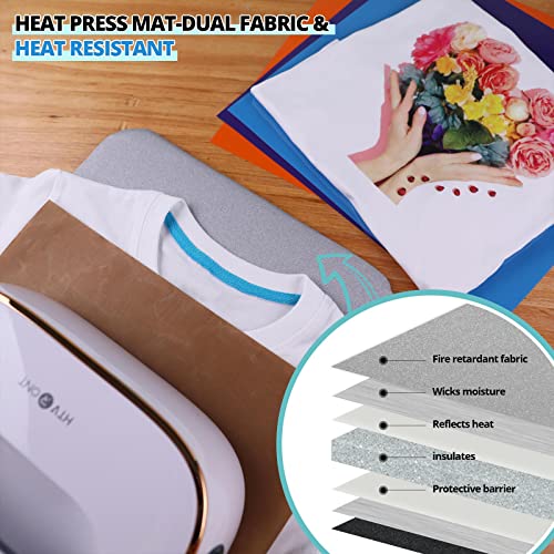 HTVRONT Heat Press Accessories for Cricut Easy Press-52 Pcs Heat Press Supplies for Beginners, Include Iron On Vinyl, Heat Press mat, Sublimation HTVRONT