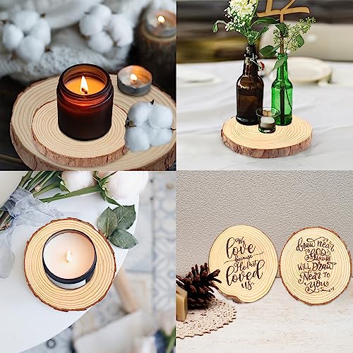 40 PCS 4.7-5.5 Inch Natural Wood Slices, Unfinished Pine Wood Circles with Barks for Coasters, DIY Crafts, Christmas Rustic Wedding Ornaments and GNIEMCKIN