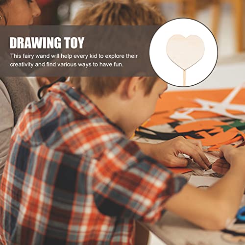 STOBOK Princess Fairy Wand Stick: 8PCS Unfinished Wooden DIY Crafts Heart Shaped Magical Wand for Girls Art Show Cosplay Costume Party STOBOK