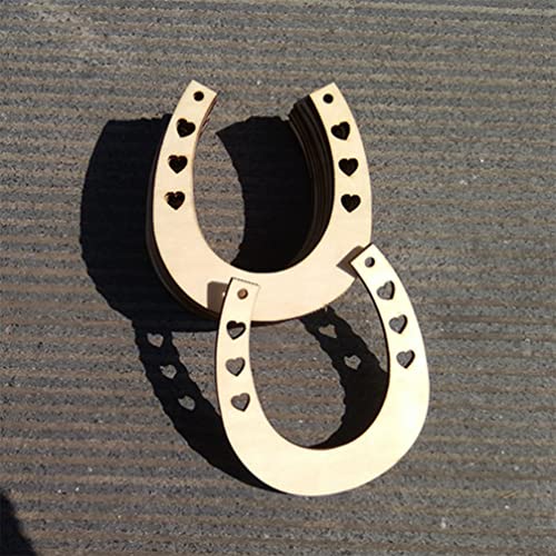 Toyvian 12pcs Unfinished Wood Horseshoe Cutouts Blank Wooden Horseshoe Chips Horseshoe Slices Pieces Wall Decor for DIY Craft Art Toyvian