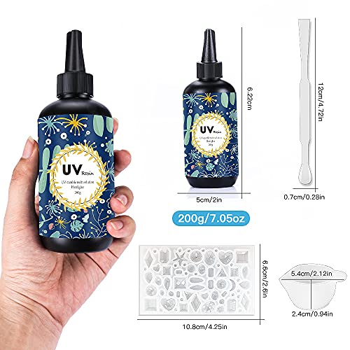 Crystal Clear Hard UV Resin Upgraded Formula Ultraviolet Fast Curing Resin for Jewelry Making Craft Decoration, Hard Transparent Glue Solar Cure OSBANG