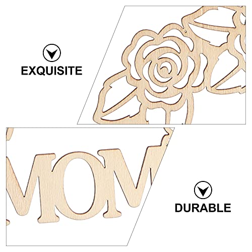 PartyKindom 10pcs Mother's Day Pendant Wooden Embellishments Mother s Day Party Decor Unfinished Wood Cutouts decoraciones para salas de casa Wreath PartyKindom