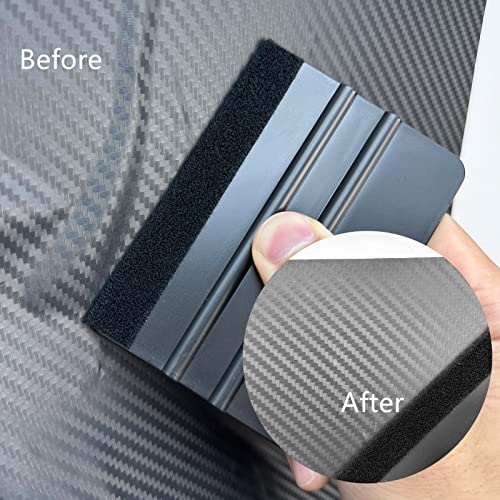 3 Piece Felt Edge Squeegee, 4inch - 5inch - 6inch Vinyl Wrap Squeegee, Plastic Squeegee Scratch-Free for Decals, Adhesive Vinyl, Window Film, CARTINTS