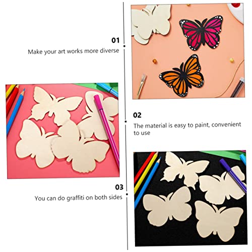DECHOUS 40pcs Ornaments Wood Cutouts Wooden Paint Crafts Kids DIY Unfinished Wood Kits Wood Butterflies Slices Craft for Kids Wood Chips Mini Chips DECHOUS