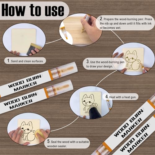 11 PCS Wooden Burning Paste Kit,4 OZ Marker Paste for Wood Burn Set, Burning Markers on Wood Surface, Accurately & Easily Burn Designs on Wood, EIGTWEN