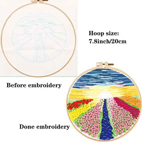 Tcbasrt 4Pack Embroidery Starters Kit with Pattern for Beginners Adults, Cross Stitch Kits Include 2 Embroidery Hoops,4 Embroidery Clothes with Tcbasrt