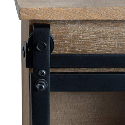 Kate and Laurel Barnhardt Decorative Wooden Wall Cabinet with Two Sliding Glass Doors, 30" x 28", Rustic Brown, Barndoor Modern Farmhouse Storage Kate and Laurel