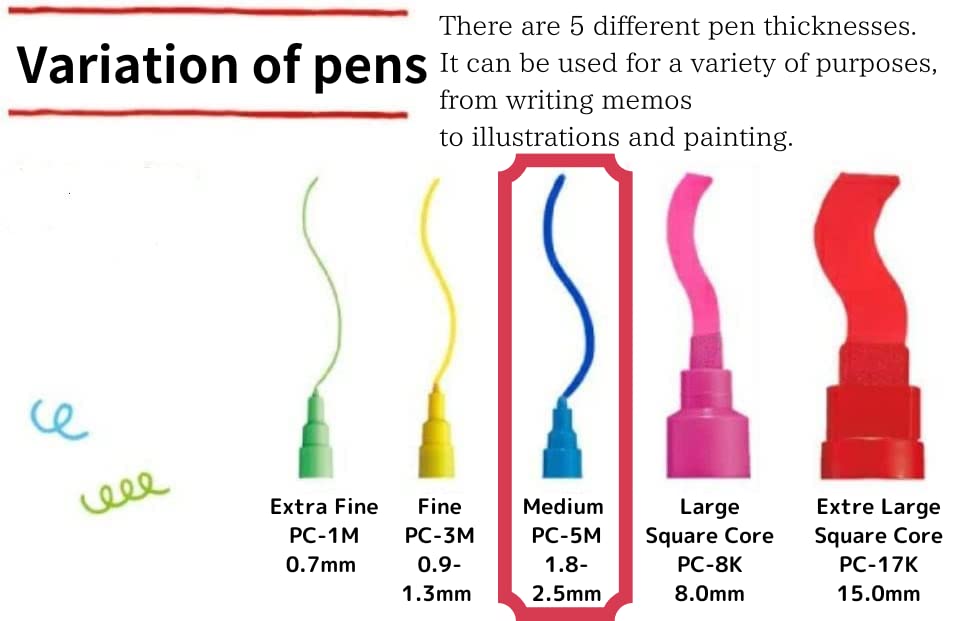 Posca Marker Acrylic Paint Pens Fine Point Tip width 1.8〜2.5mm 17 colors PC-5M, For Rock Painting, Fabric, Glass Paint, Metal Paint Including Pens Posco Marker Sanetomo