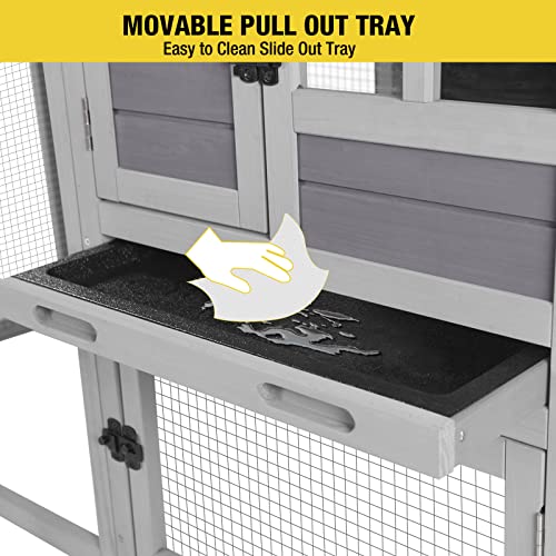 Aivituvin 51.6''L Rabbit Hutch Outdoor Chicken Coop Indoor Bunny Cage with Run,Guinea Pig House Pull Out Upper Tray (51.6" L x 25.2" W x 36.2" H, Aivituvin