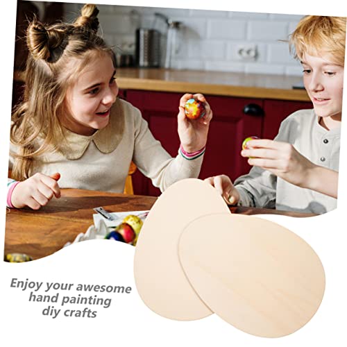 Abaodam 12pcs Easter Wood Chips Easter Wooden Egg Cutout DIY Graffiti Chip Unfinished Wooden Shapes Easter Egg Hanging Decor Wood Crafts Unfinished Abaodam