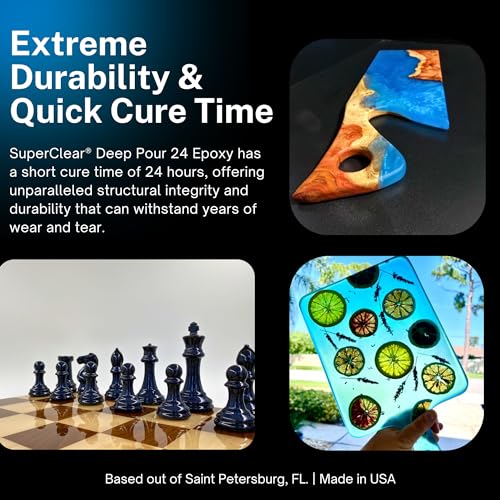 Deep Pour 24 Hour Liquid Glass® Epoxy Resin - 3 Gallon Casting Kit - Crystal Clear, Up to 1 inch deep, VOC Free, Food Grade Approved, Safe for Home FGCI