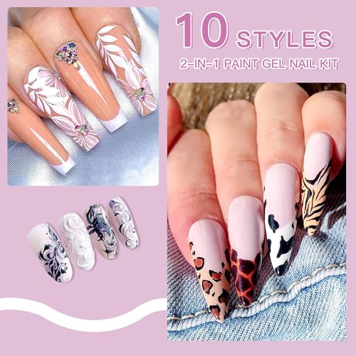 Nail Art Brushes, WLOT Nail Art Tools Double Ended Nail Art Design Pen, Builder Gel Brush, Striping Nail Art Brushes for Long Lines, 3D Nail Drawing golden maple