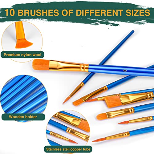 ESRICH Acrylic Paint Canvas Set,52 Piece Professional Painting Supplies Kit with 2 Wood Easel,2 * 12Colors,2 * 10 Brushes,Circular Canvas Etc,Premium ESRICH