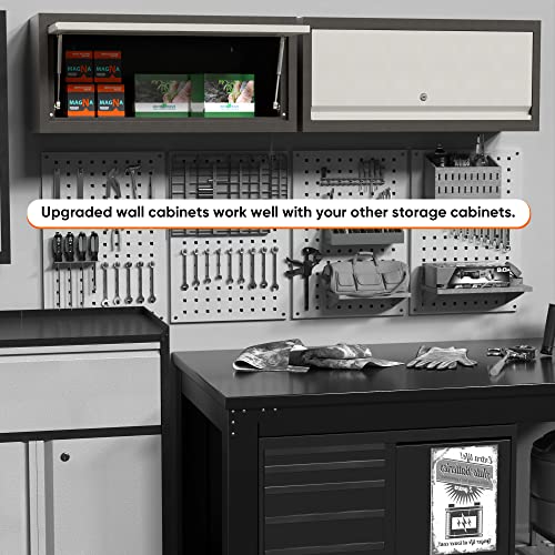 SUXXAN Metal Wall Cabinet with Up-flip Door,Wall-Mounted Locker for Garage Workshop Kitchen(one Cabinet SUXXAN