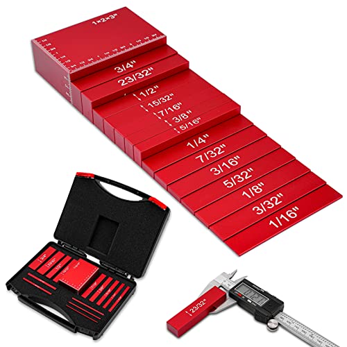 Setup Blocks Height Gauge Set, Packing 15 PCS Precision Solid Aluminum Router Table Saw Fence Set Up Bars for Woodworking ,Laser Engraved Size Aigreat