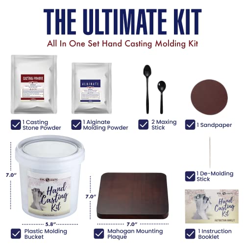 Hand Casting Kit for Couples | DIY Plaster Statue Molding Kit | DIY Hand Mold Kit | Anniversary for Men, Women | Wedding Gift | Wooden Mahogany Base KOOL KRAFTS