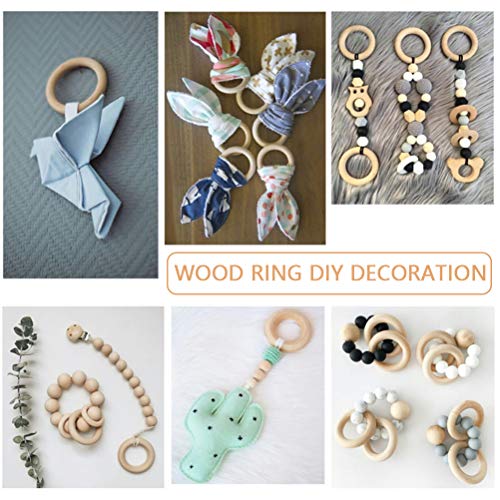 TIMESETL 150 Pcs Unfinished Solid Wooden Rings and Natural Round Wood Spacer Beads Without Paint for Necklace Bracelet Jewelry DIY Macrame Craft TIMESETL