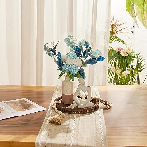 SimpleArt Wooden Decorative Tray, Coffee Table Tray with Wood Beaded Farmhouse Round Serving Tray for Rustic Home Decor,Tray for Kitchen Countertop SimpleArt