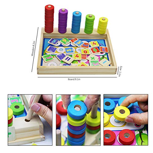 Lydaz Montessori Math Manipulatives Toys, Kids Wooden Number Blocks Toys, Kindergarten Learning Education Toy, Preschool Classroom Must Haves, STEM Lydaz