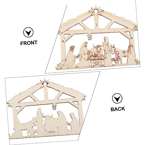SEWACC 20Pcs Nativity Craft Wood Blank Cutouts Wood Craft Decoration Wall Decorative Patches DIY Wood Crafts Ornament Blank Wood Slices Christmas SEWACC