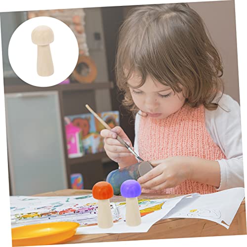 VILLCASE 10 Pcs Wood Mushroom Unfinished Wooden Toys Mini Figure playset Kids car Toys Kids Painting Wood kit Mini Wooden Mushrooms Fairy Toy Wooden VILLCASE