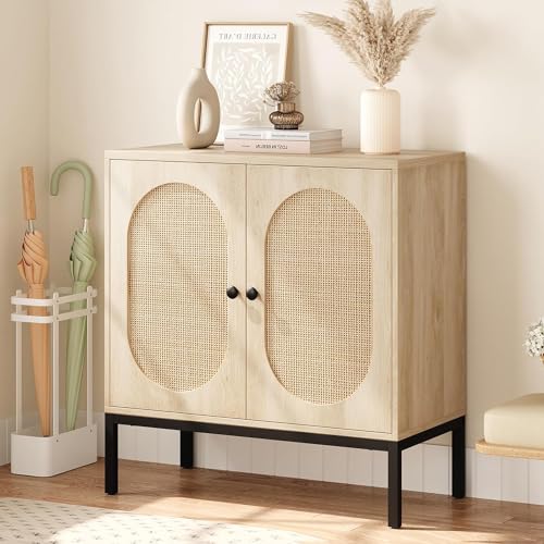 GAOMON Sideboard Buffet Cabinet, Rattan Storage Cabinet, Wood Accent Cabinet with Door and Shelf, Console Cabinet with Storage, Sideboard Cabinet for GAOMON