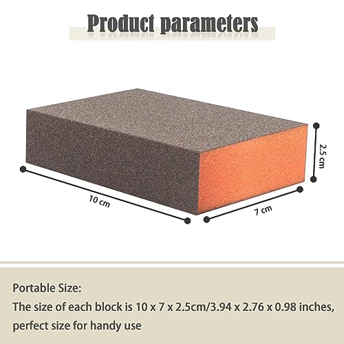 Sanding Sponge, 60-220 Grit Assortment Sanding Block, Wet and Dry Dual-use Sander Sponges for Drywall Metal, Sandpaper Sponge for Wood, Washable and Hubaow