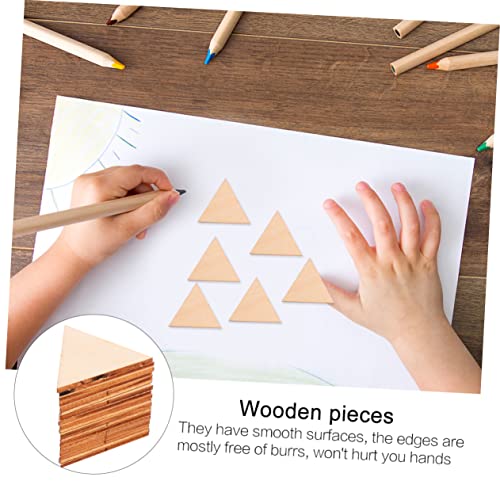 COHEALI 60pcs Triangular Wood Chips Natural Wood Triangles Wood Shapes Unfinished Wood Crafts Wooden Craft Shapes Wood Round Handmade Gifts Wooden COHEALI