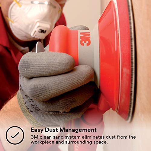 3M Random Orbital Sander - Self Generated Vacuum Sander - 6” x 3/16” Diam. Orbit - Pneumatic Palm Sander - Hook and Loop Pad - For Wood, Composites, Cubitron