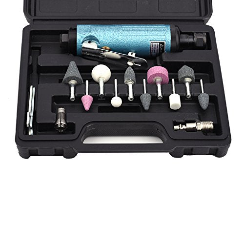 SHININGEYES Air Die Grinder with 1/4" and 1/8" Collets Air Compressor Tool, Air Straight Grinder and Air Angle Grinder (straight grinder) SHININGEYES