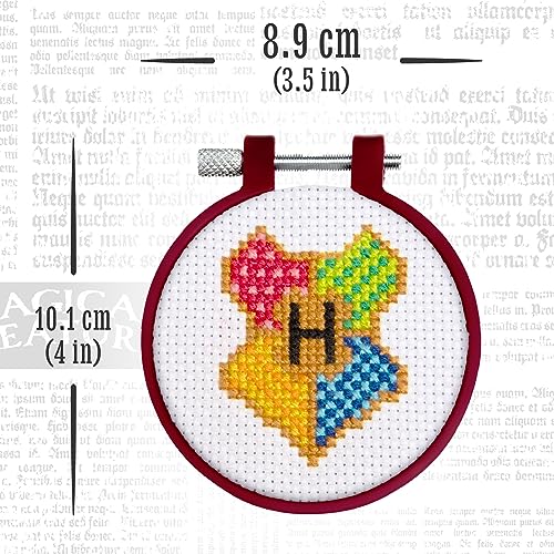 Harry Potter Stamped Cross Stitch 4 Pack, Embroidery Starter Kit for Beginners, Four Patterns, Fun & Easy Backpack Charms Craft Activity for Fans Paladone