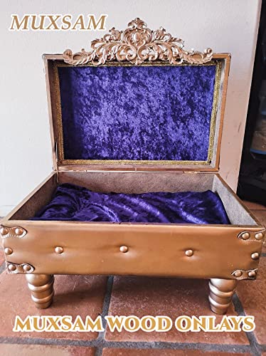 MUXSAM Long Wood Carved Appliques Onlays, 2-Pack Unpainted Decorative Corner Carving Decals Set for Wall Door Cabinet Mirror Closet Wardrobe Dresser MUXSAM