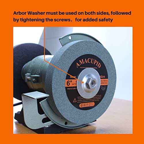 AmaCupid Bench Grinding Wheel 6 inch, for Sharpening Hard Alloy Tools, Products of Non-Metallic Materials. Green Silicon Carbide Abrasive. 1/2 Inch AmaCupid