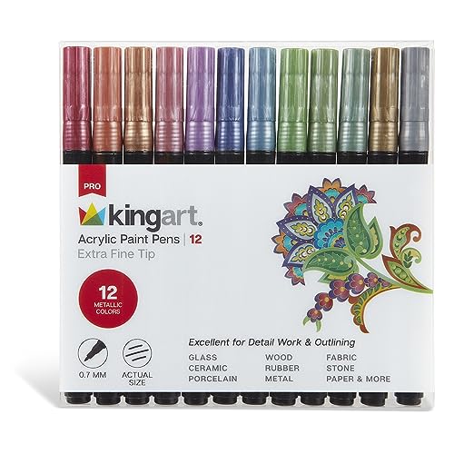 Kingart Dot & Fine Twin-Tip Markers, Set of 12 Unique Colors