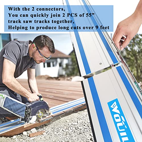 110" Track Saw Guide Rail 194368-5 71387 Joining Set for Makita and Festool Plunge Saw, Includes 2x55" Aluminum Extruded Guide Rails and 2 Connectors WOUILNIA