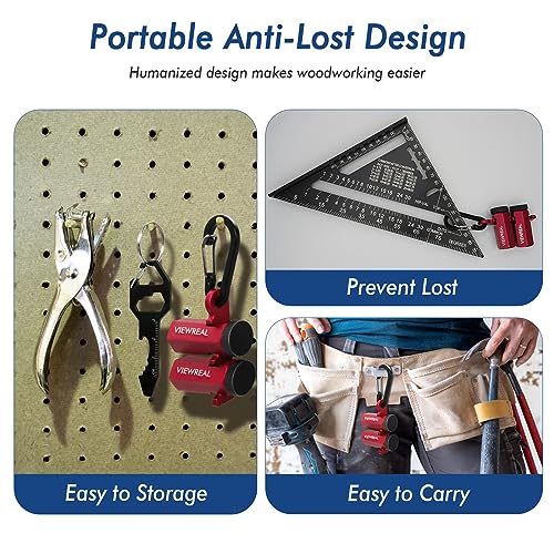 Red Extra Tall Stair Gauges Set with Holder: A Non-Slip Guide for Circular Saw & Carpentry Squares, Perfect for Framing & Rafter Layout ViewReal